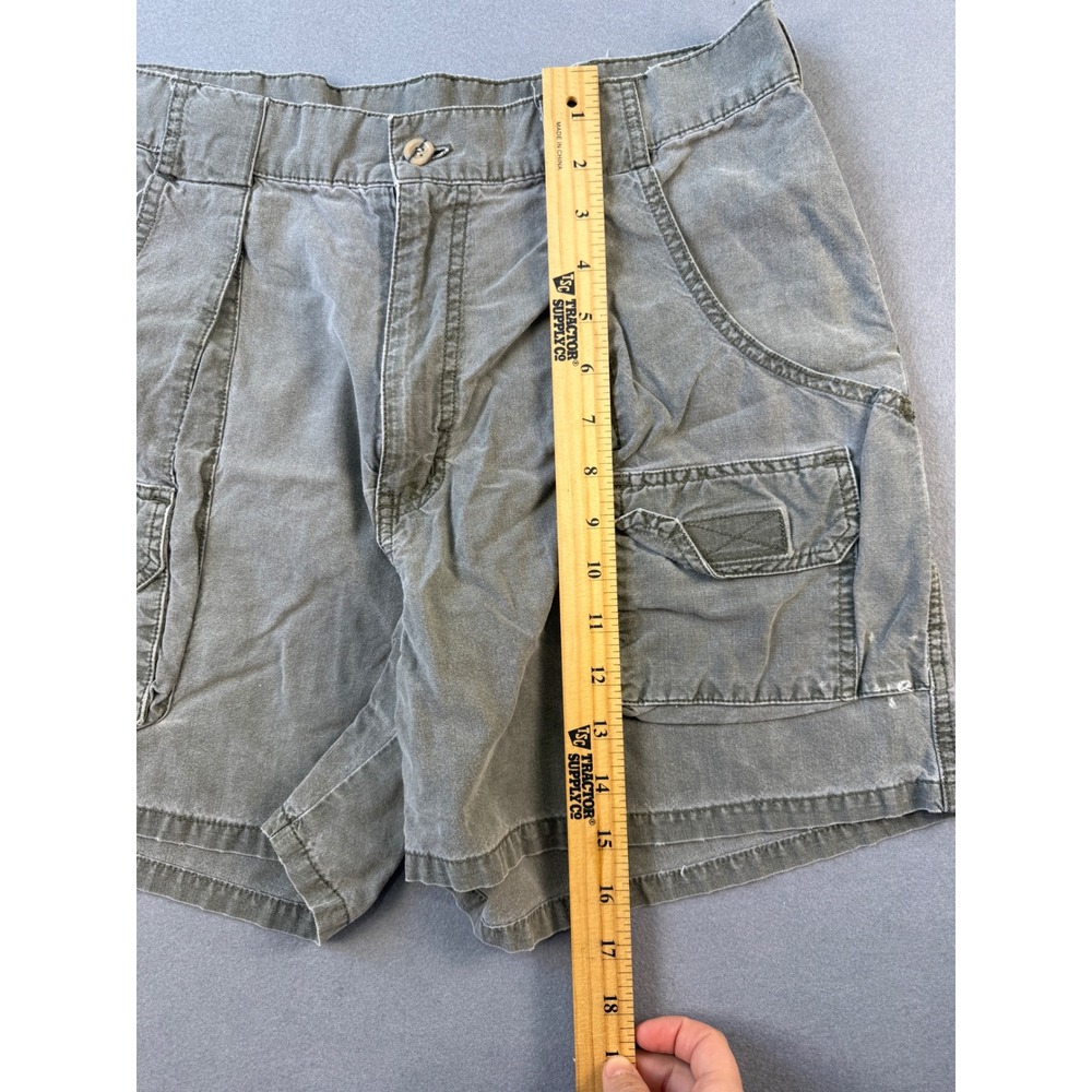 Woolrich Mens Earth Gray Green Pleated Canvas Cargo Shorts Size 32 vintage - Picture 2 of 6